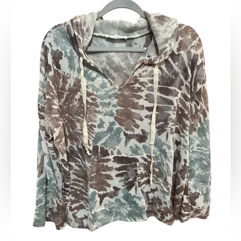 NWT FSL Apparel Women's Tie-Dye V-Neck Pullover Hoodie Sweater - Size Small